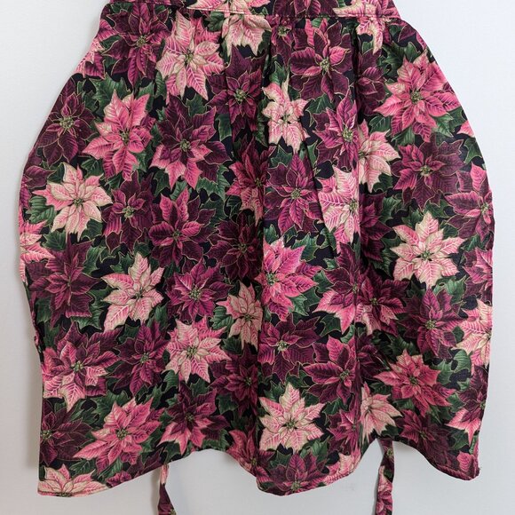 Vintage 1980s Child's Apron Pink Purple Poinsettias Quilted Front All Cotton USA - Picture 15 of 16